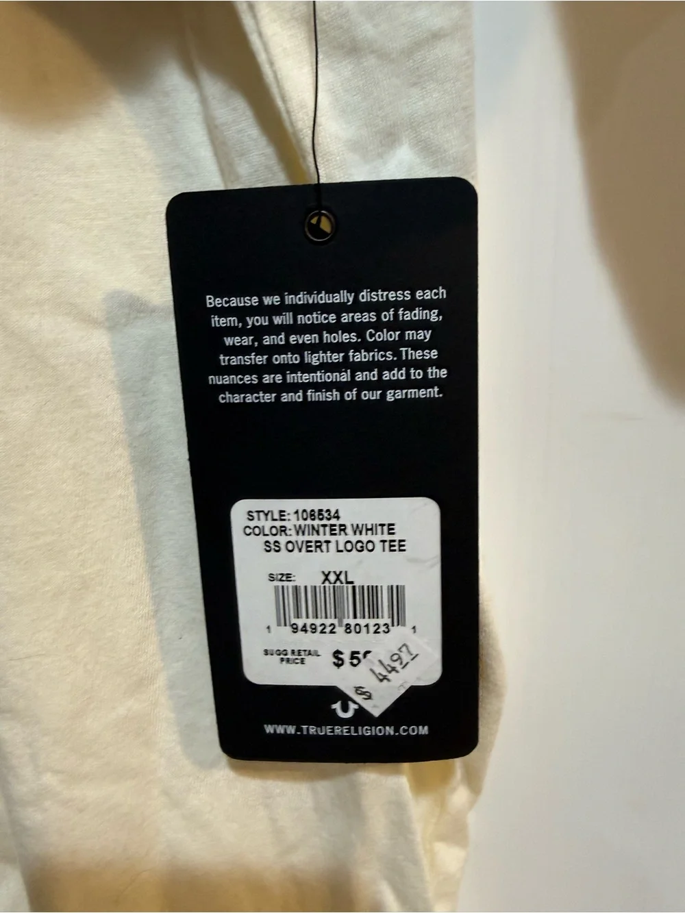 True Religion Winter White T-Shirt Size XXL